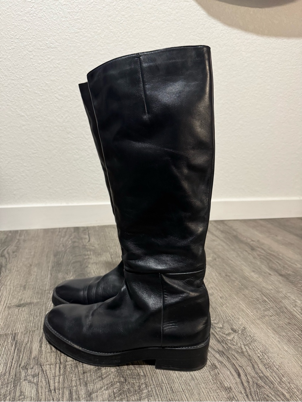Zara Black Leather Knee-High Boots